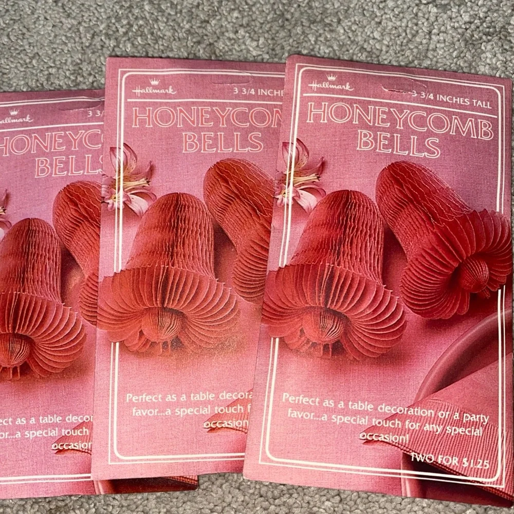 Vintage 1984‎ Hallmark Honeycomb Bells Wedding Baby Showers Pink Lot